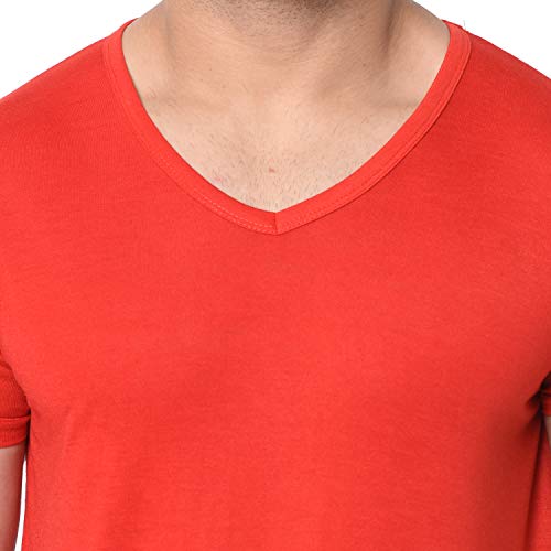 Image of Men's Cotton Blend Half Sleeve V Neck Tshirt