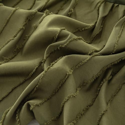 Bed Skirt King Size Ruffled Bed Skirt with Split Corners, 18 Inch Drop Dust Ruffle Bed Skirts with Platform, Tufted Boho King Size Bed Skirting, Striped, Green, 18" King