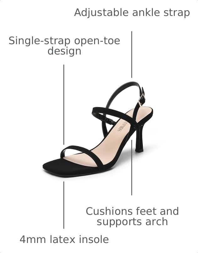 Image of DREAM PAIRS Womens Slingback Heels Square Open Toe Strappy Sandals Ankle Strap High Heeled Dressy Shoes