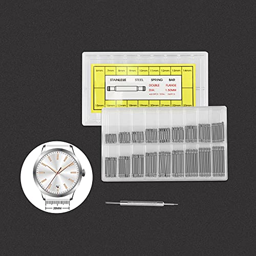Dreamark Lot de 360 barrettes à ressort en acier inoxydable de qualité supérieure - 6-23 mm - Outil professionnel de réparation de montre - 18 tailles différentes (Ø) 1,50 mm – vue 5