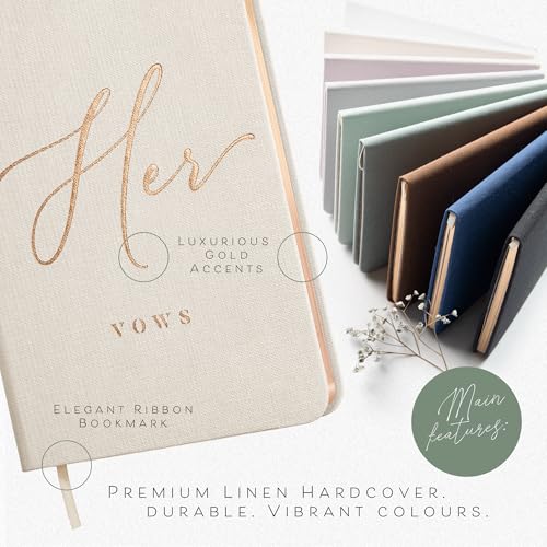 Image of ARTESORI Vow Books His and Hers - Linen Wedding Vow Books Perfect as Bride & Groom Gifts, Wedding Registry Ideas - His & Hers Gifts Wedding Vow Book - Wedding Essentials & Accessories [Ivory & Black]