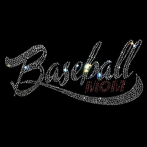 Set of 2 Bling Baseball Mom Iron on 8.3' Width Rhinestones Patch Crystal Hotfix Heat Transfer DIY Applique
