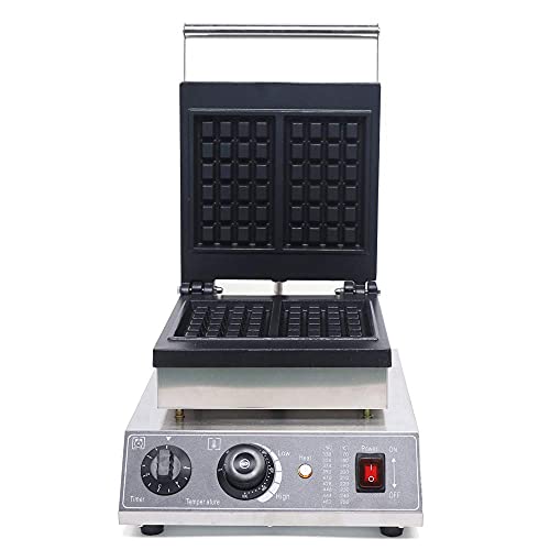 Gofrera eléctrica con carcasa de acero inoxidable para 2 gofres con temporizador, cocina para gofres eléctricos, placas antiadherentes, 1500 W Cover