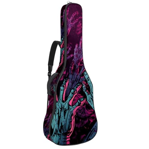 Sac pour guitare acoustique Halloween motif Zombie Hand avec 2 poches de rangement