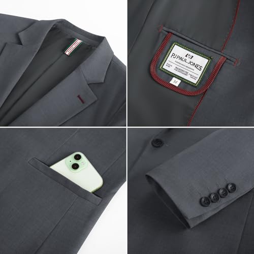 PJ PAUL JONES Men's Casual Blazer One Button Lightweight Sport Coats Solid Notched Lapel Suit Jackets4