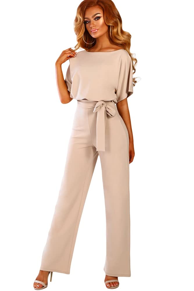 emmarcon Mono largo elegante, traje de ceremonia para mujer, manga corta de murciélago