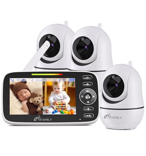 iFamily Split Screen Baby Monitor, Large Display Video Baby Monitor with 3 Cameras and Audio