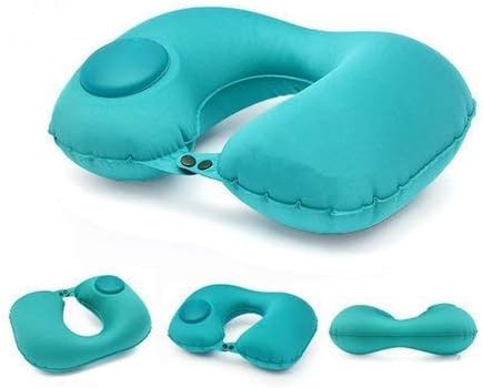 Silk Travel Backpack Neck Pillow - U-Shaped Manual Press Auto Inflatable Pillow for Airplane, Car & Office - Compact, Soft, Portable Neck Support Pillow -Pack of-1
