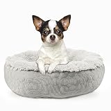 Picture of Hachikitty Dog Donut Round Calming Bed, Fluffy Bed for Medium Large Dogs, Double Sided with Warm & Cool Sides (24"x24"x7", Grey)
