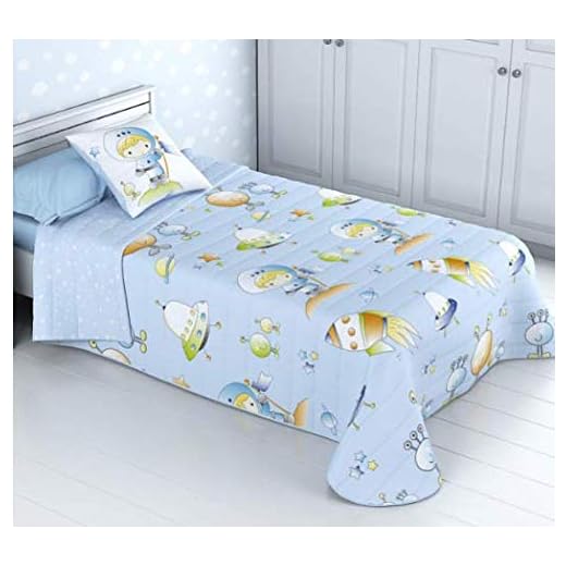 Colcha Boutí Infantil Modelo Space para cama de 90 (180x270) y 1 funda de cojín (50x50)