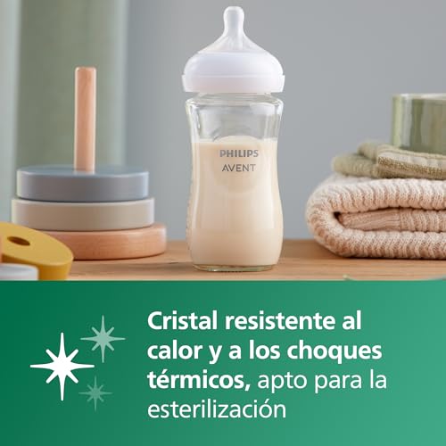 Miniatura 7 de Philips Avent Biberón De Cristal Natural Response: 2 Biberones De 240 Ml Sin Bpa Para Recién Nacidos A Partir De 3-6 Meses Modelo Scy933 02