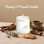 Palo Santo Highly Scented Candle for Home, 9oz Natural Soy Aromatherapy Non Toxic Candles with Essential Oil, Home Fragrance Stress Relief & Meditation Jar Candles Gifts for Women & Men, White - Image 2