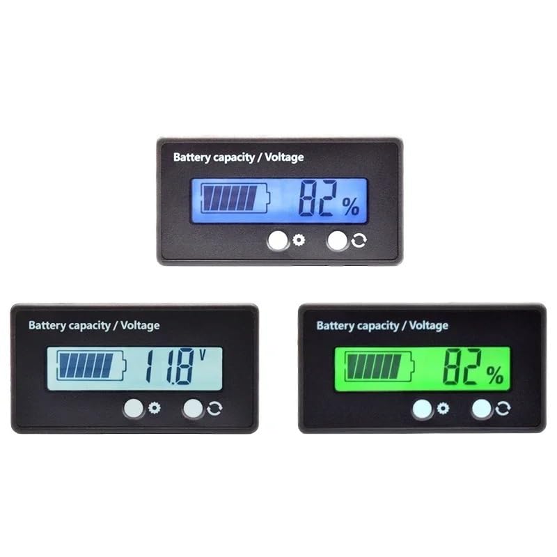 12V/24V/36V/48V Acid Lead Lifepo4 Lithium Battery Capacity Indicator Digital Car Motorcycle Voltmeter Voltage Tester Meter White 1Pcs