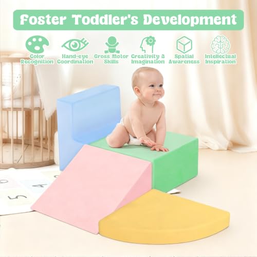 MIND&ACTION Climbing Toys for 1 Year Old, 4-Piece Foam Baby Climbing Blocks for Toddlers, Toddler Climbing Toys Indoor Soft Play Set, Climb Crawl Activity Play Set, Birthday Gift — view 2