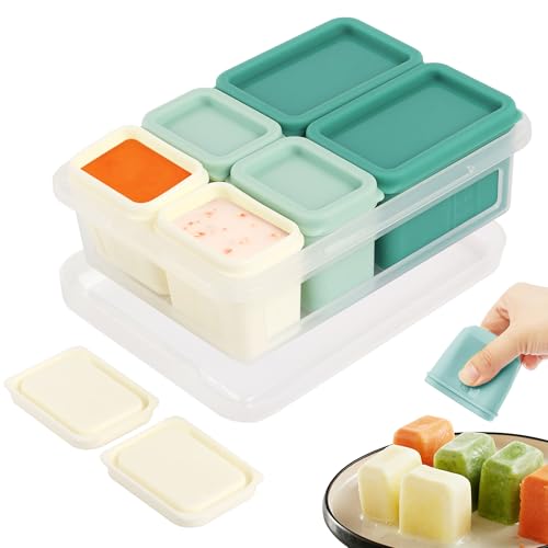 Gimars Silicone Baby Food Storage Containers, 6 Pack 50 ml*4 + 115 ml*2 Reusable Weaning Freezer Pots with Airtight Lids, Freezer Jars Snack Pots - Dishwasher, Freezer & Microwave Safe, BPA Free