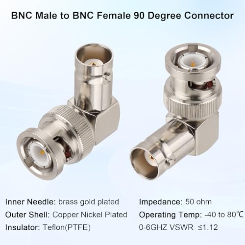 Adaptador BNC ángulo recto macho a hembra 2 unidades miniatura 4