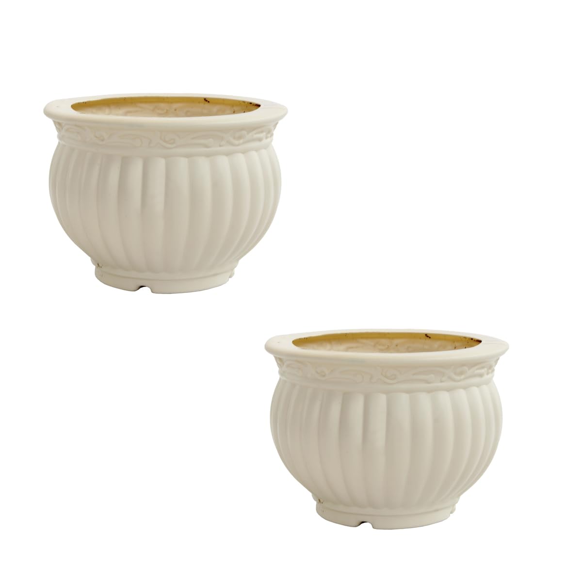 Garden’s Decorative Round Shape 5 Inches(12.7cm) Fancy Modern Unique Design White Finishing Plastic Kanha Matki Flower Pot for Gift Purpose/Home/Office/Table Decoration - Set of 2 (Cream) (B0CC2QJ4WC) Amazon Price History, Amazon Price Tracker