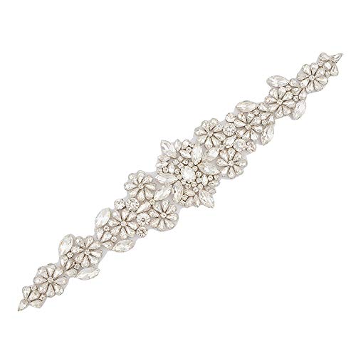 TOPQUEEN Cinturón para boda, vestido de novia, faja, vestido de dama de honor, vestido de baile, cinturón de novia con brillantes (S325), Aplicado solo (sin cinta)., Talla única Cover