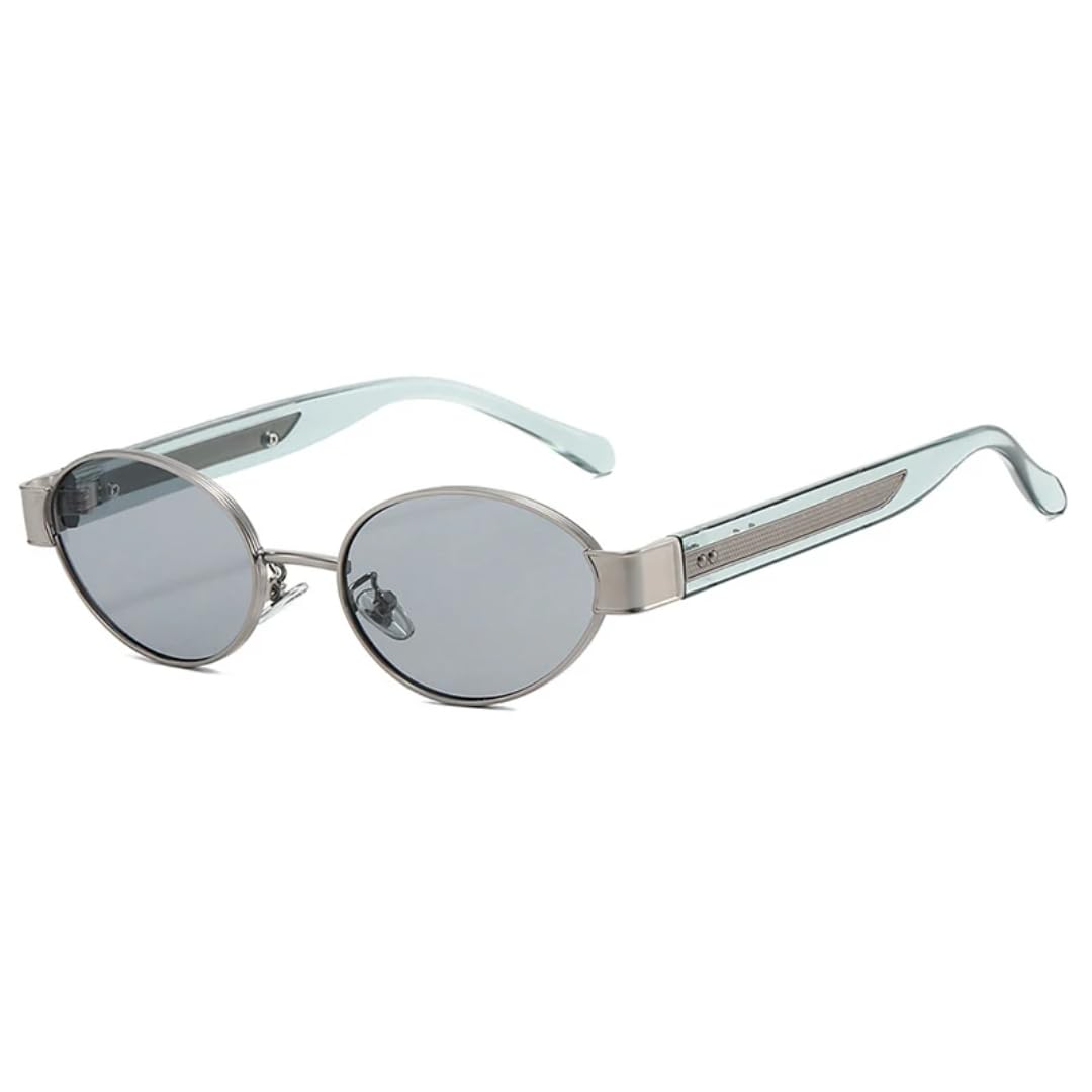 Gafas de sol de lujo para mujer con remaches metálicos ovalados estilo retro, gafas de sol punk de moda, protección UV400 para hombre, degradadas.