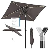 Sekey Aluminum Solar-Sonnenschirm mit LED-Beleuchtung 210x140cm, UV...
