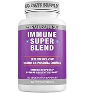 Immune Super Blend - Black Elderberry Capsules 1000mg, Elderberry with Zinc and Vitamin C for Adu...