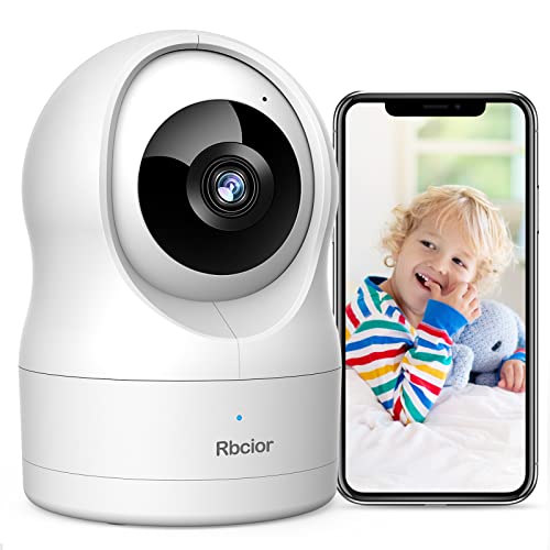 Überwachungskamera Innen,[2022Neu] Rbcior 1080P Babyphone mit Kamera 360° Haustier Hunde Kamera mit Nachtsicht ca.33ft,Bewegungserfolgung,2-Wege-Audio, kompatibel mit Alexa & max.128G Micro-SD-Karte Cover