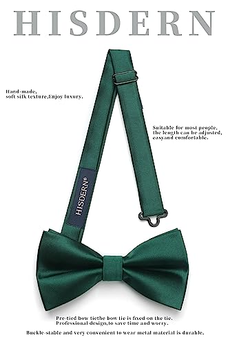Image of HISDERN Bow Ties for Men Pretied Bowties Classic Formal Business Bow Tie Adjustable Tuxedo Bowtie for Wedding Party