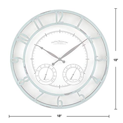 Firstime & Co. Laguna Outdoor Wall Clock, 18", Aged Teal #TOP3