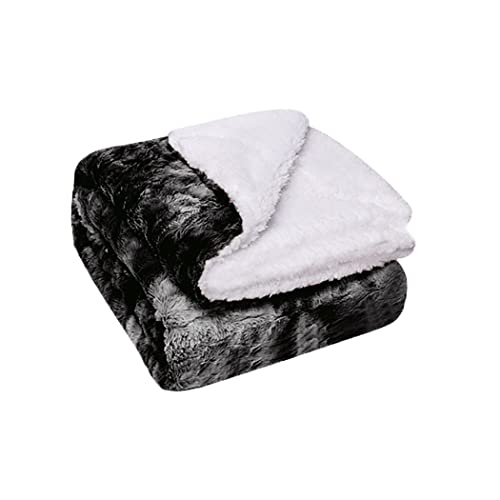 Acomoda Textil - Manta Piel Sintética con Borreguito Extra Suave para Invierno. Manta Cálida, Ligera y Transpirable para Cama. Mantita Lisa Reversible de Sofá, Sillón y Viaje (Negro, 160x200 cm)