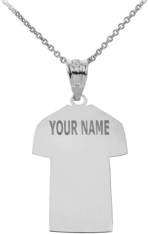Sports Charms 925 Sterling Silver Personalized Soccer Jersey Necklace with Your Name and Number