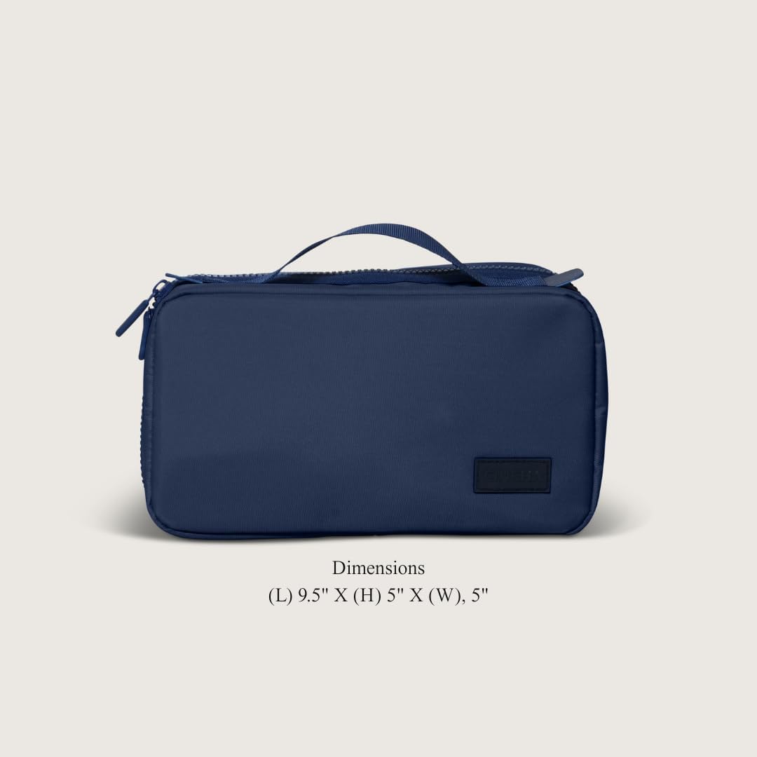 Cincha Toiletry Bag for Travel – Spill-Resistant Dopp Kit with Multiple Compartments, Opens Flat for Easy Access – Durable, Stylish Organizer for Men & Women (Navy)