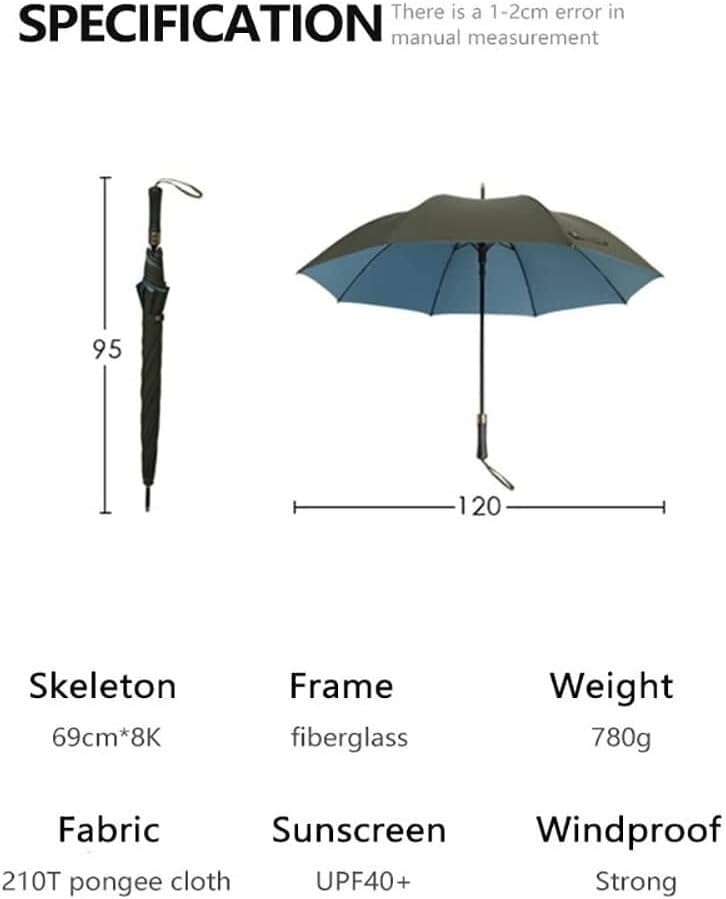 Windproof Umbrella Strong Umbrellas Big Long Umbrella Men Business Double Layer Windprooof Umbrella Rain Women Leather Cover Golf Umbrella Outdoor Umbrellas for Rain (Color : D)