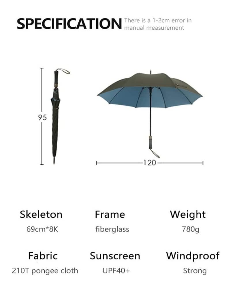 Parasolem Parasol Duży Długi Parasol Męski Biznes Dwuwarstwowy Parasol Wiatroszczelny Deszcz Kobiety Skórzany Pokrowiec Parasol Golfowy Na Zewnątrz Parasol Wiatroszczelny (Color : C)