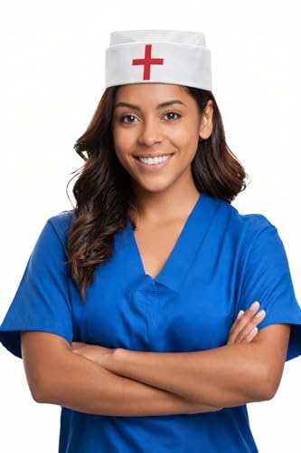 Nurse Hat | Nurse Costume Hat | Vintage Nurses Hats | White Nurses Cap | Old Fashioned Hospital Uniform Caps | Nursing Cap | Nursing Costume Accessories | White | One Size | Unisex