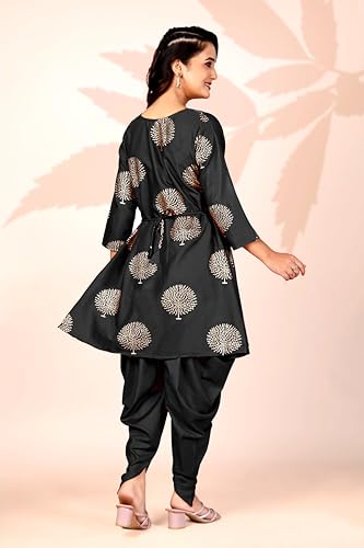 Image of Floral Print Cotton Kurta and Dhoti Set for Women Designer