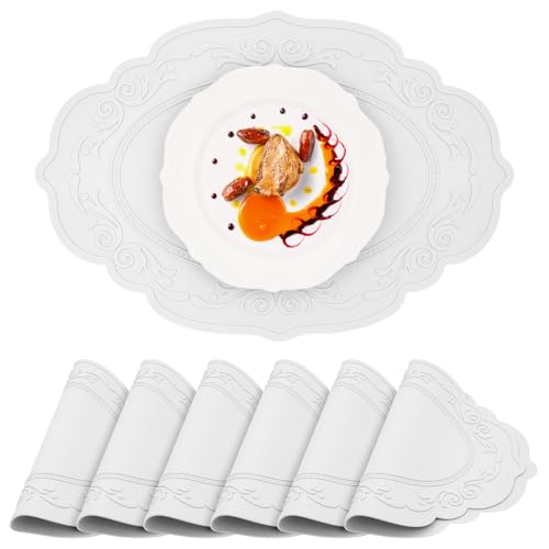 yuuzue Silicone Placemats Set of 6, Oval Table Placemats Heat