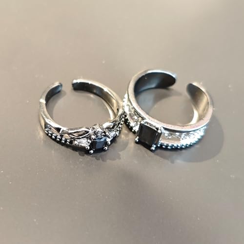 Love And Deepspace Sylus Cosplay Rings Game Intimate Couple Rings Black Gemstone Alloy Pair Ring Adjustable Jewelry Props2