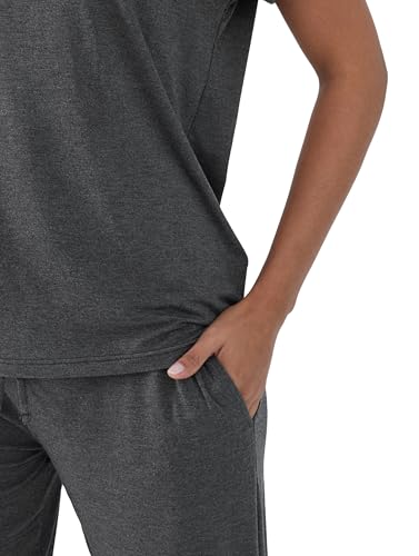 Image of Joyaria Bamboo Viscose Pajamas Women Ultra Soft Short Sleeve Jogger Pants Pjs Set Cooling Sleepwear