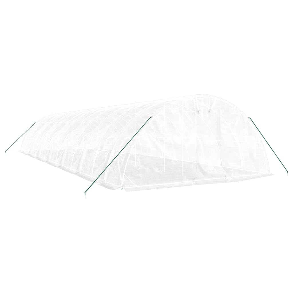Szklarnia ze stalową ramą, biała, 70 m², 14 x 5 x 2,3 m, do ogrodnictwa hobbystycznego, hodowli roślin, ochrona przed mrozem, odporna na warunki atmosferyczne domek do sadzenia, inspekt, domek