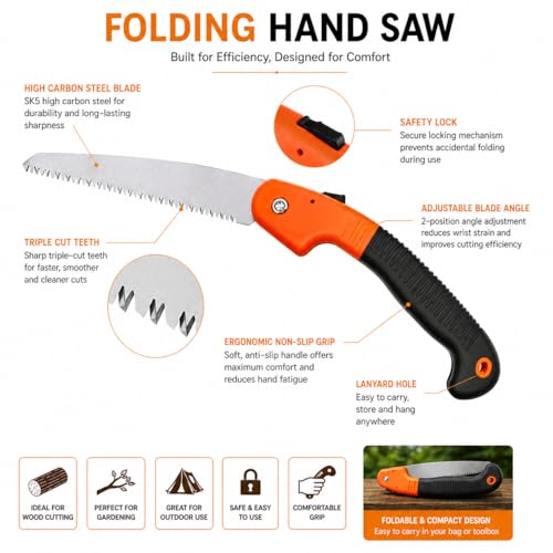 Image of Heavy Duty Plant Cutter - Outdoor Hacksaws, 18 cm Steel Blade, Folding Saw for Patio Repair & Travel Camps (PACK OF 2)