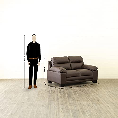 Image of Home Centre Whinchister Dark Brown Half Leather 2 Seater Sofa - Length 155 cm (WHINCHISTER-2STR)