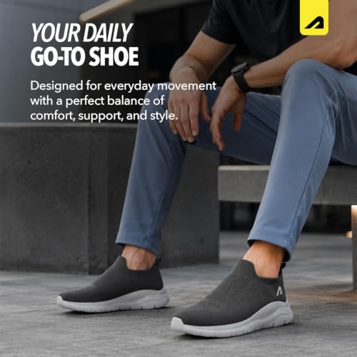 Image of Boldfit Casual Shoes for Men Breathable Knit Slip-On Sneakers with Memory Foam Insole & EVA Sole Lightweight Walking Shoes with Sock-Like Fit & Padded Heel for All-Day Comfort