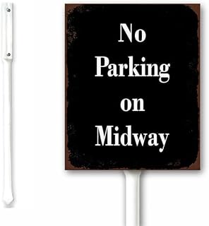 No Parking on Midway Sign for Outdoor Metal Yard Sign Funny Lawn Sign Vintage Warning Sign Outside 4.6" x 6" Strudy And Strong Aluminum Rust Free Weatherproof Easy Install (Black)