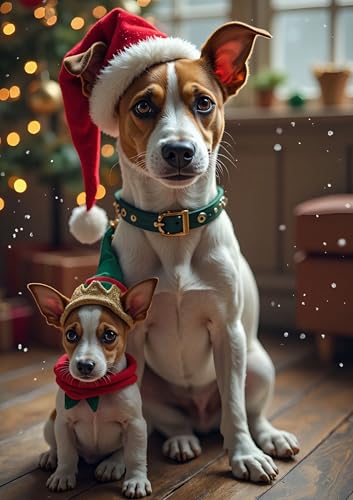 Jack Russell Christmas Card | A5 Funny Festive Dog Greeting Card | Blank Inside | Eco Friendly | Countryside Greetings UK