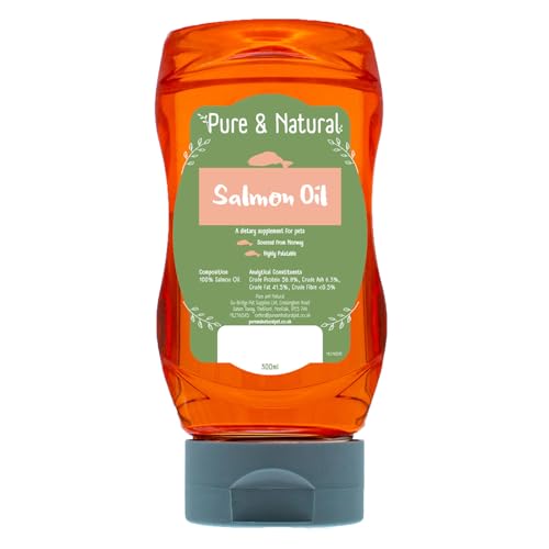Pure & Natural Salmon Oil for Dogs & Cats, 300ml - Omega 3 Fish Oil for Cats and Dogs, Cat Joint Supplement and Dog Supplements for Itchy Skin and Coat Care