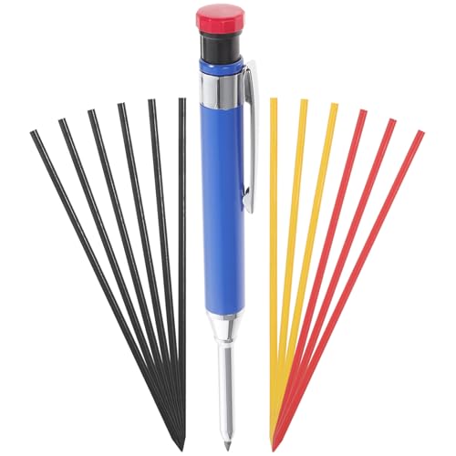 HAMPPLIES カーペンターペンシル 色替え芯付き 深対応メカニカルマーカー 大工用木工製図シャーペン 耐久性 芯 ポケットクリップ付き建築 製