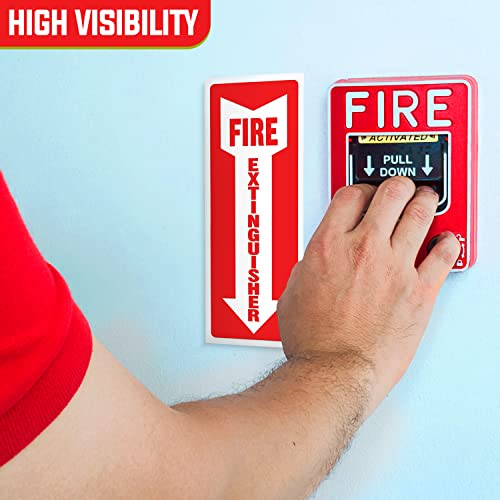 Virtue Buy Fire Extinguisher Sign, 8 Pack - 4'' X 12'', sticker, Fade Resistant, Waterproof and Self Adhesive, Vinyl Stickers for Home office, Red