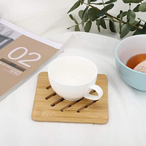 Tapete de Mesa de 4 Peças Tapete de Isolamento de Bambu Anti Escaldante Trompete Antiderrapante Resi