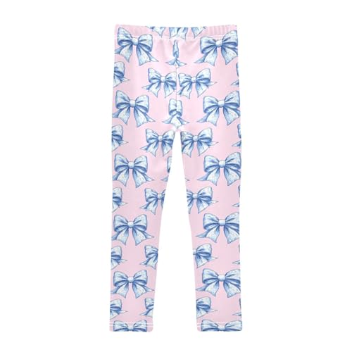 Girls Leggings Blue Bow Ribbons Pink Soft Toddler Leggings for Girls Kids Pants Size 4T-10T2