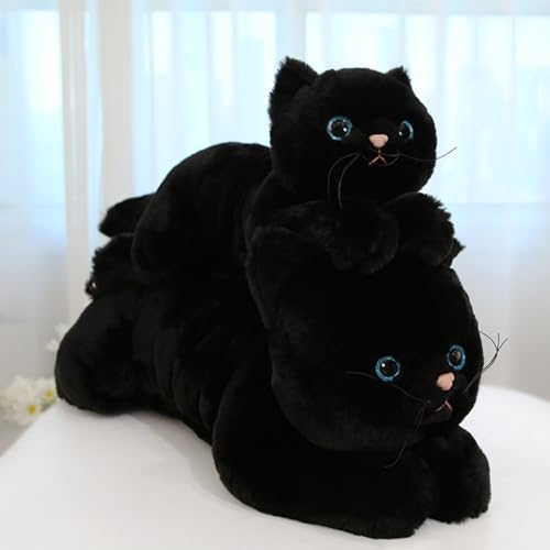 Image of PEACH CAT Black Cat Plush Cute Kitten Stuffed Animal Soft Plushies Toy Pillow Gifts for Kids 17.7 inch